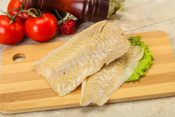 Filete Pescado Bacalao Crudo Para Cocinar —  Fotos de Stock