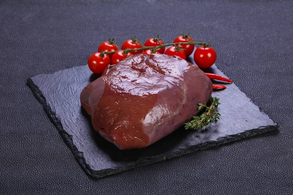 Foie Porc Cru Prêt Pour Cuisson — Photo