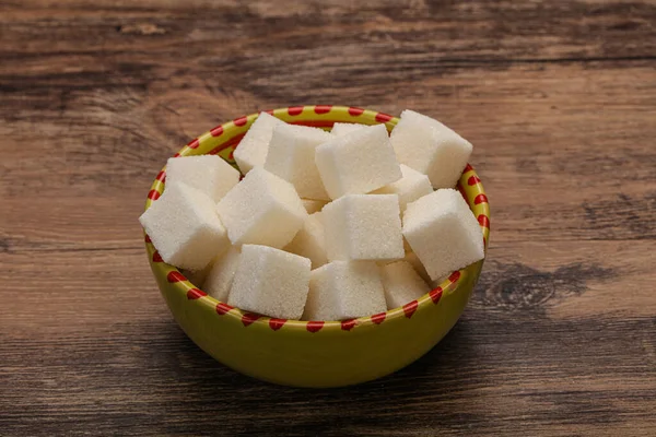 Filhotes Açúcar Granulado Branco Refinado Tigela — Fotografia de Stock