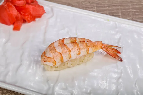 Sushi Tradicional Japonês Com Camarão Rei — Fotografia de Stock