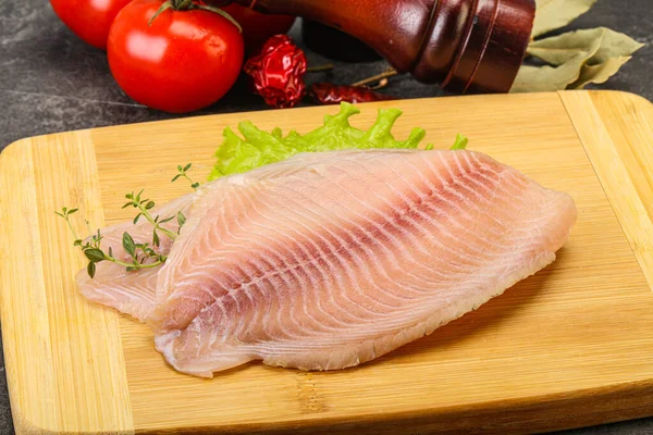 Fillet Ikan Tilapia Mentah Untuk Dimasak — Stok Foto