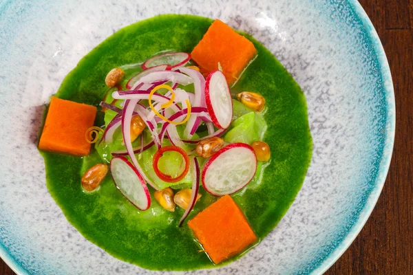 Ceviche Con Salsa Pescado Verduras — Foto de Stock