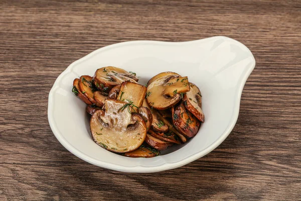 Roasted Champignon Herbs Spices Bowl — Stock Photo, Image