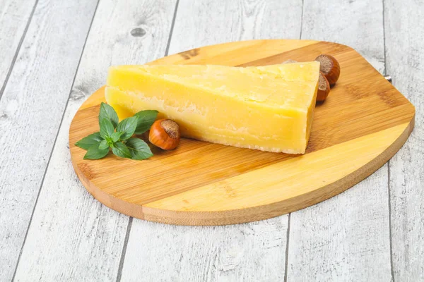 Parmesan Cheese Served Basil Leaves Nuts — Stock Photo, Image