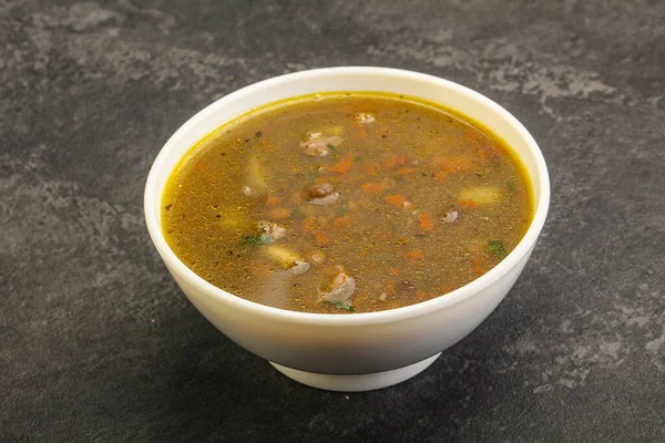 Традиционный Чечевичный Суп Курицей Овощами — стоковое фото