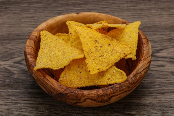 Mexican Crunchy Corn Nachos Triangle Heap — Stock Photo, Image