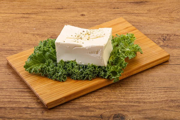 Traditional Tasty Greek Feta Soft Cheese Brick — Stock Photo, Image