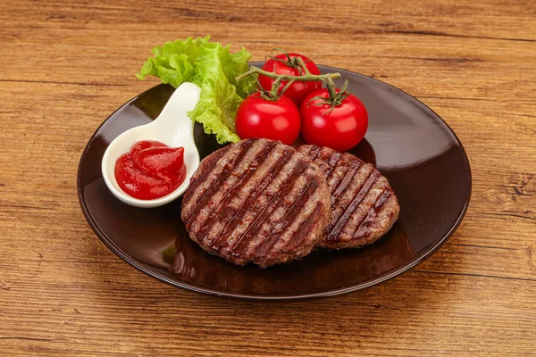 Costeleta Hambúrguer Grelhada Com Molho Tomate — Fotografia de Stock