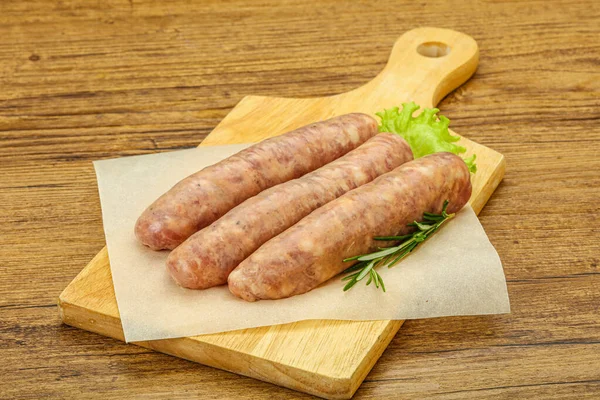 Raw Pork Meat Sausages Grill Served Rosemary — Stock Photo, Image