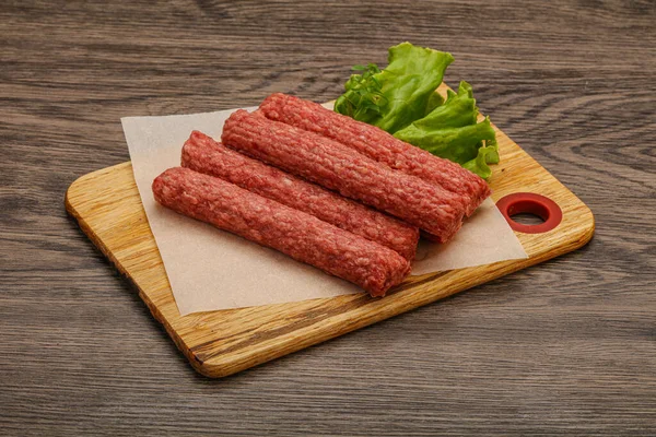 Raw Beef Sausages Spices Grill — Stock Photo, Image