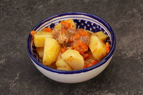 Patatas Asadas Carne Res Con Salsa Verduras — Foto de Stock