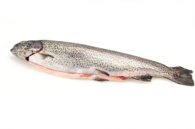 Raw trout fish isolated on white background clipart
