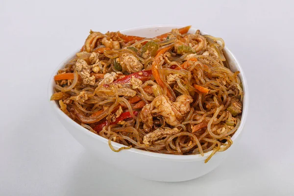 Ασιατικό Γυάλινο Noodle Κοτόπουλο Και Λαχανικά — Φωτογραφία Αρχείου