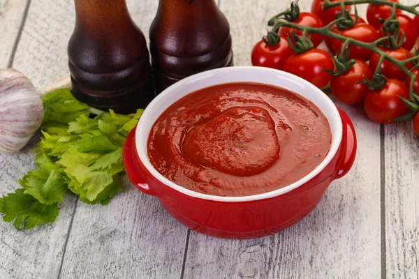 Sopa Tomate Mediterráneo Con Albahaca Especias —  Fotos de Stock