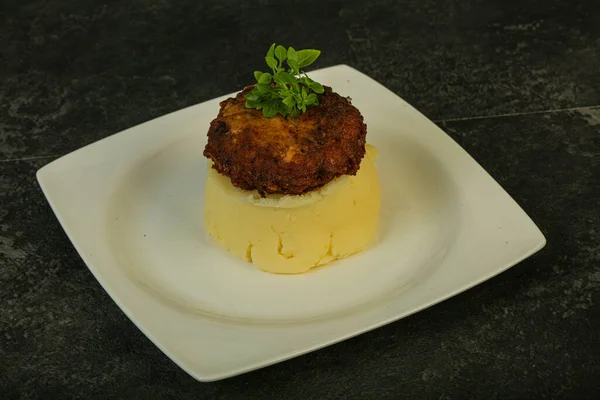 Mashed Potato Homemade Pork Cutlet — Stock Photo, Image