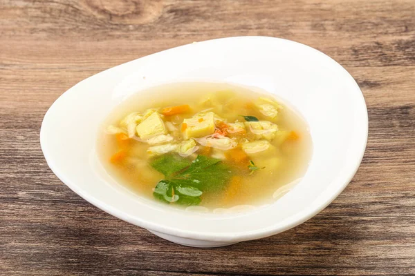 Soupe Poulet Savoureuse Carotte Aux Pommes Terre — Photo