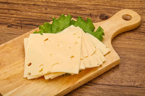 Sliced Yellow Cheese Salad Leaves — Stock Photo, Image