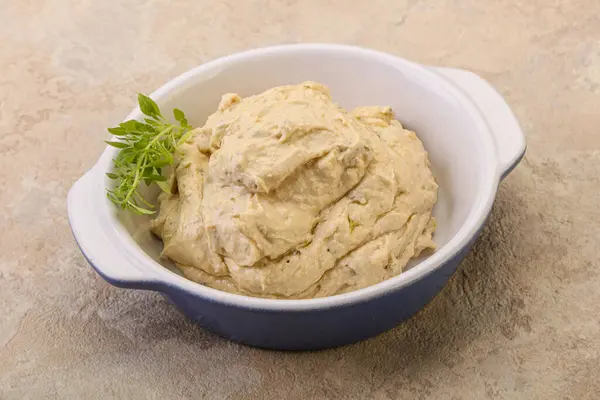 Alimentation Végétalienne Trempette Houmous Huile Olive — Photo