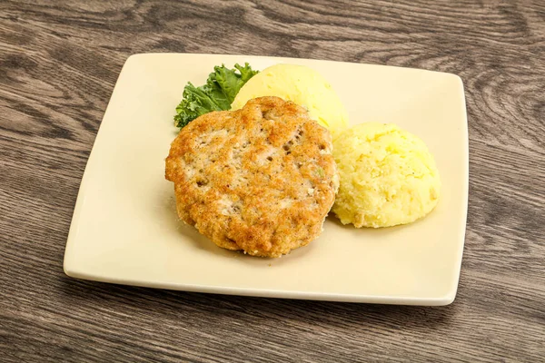 Minced Chicken Cutlet Mashed Potato — Stock Photo, Image