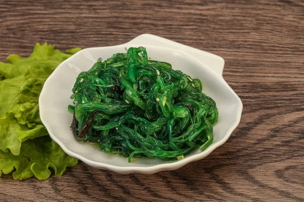 Green Chuka Seaweed Salad Isolated White Background Top View Wakame — Stock Photo, Image