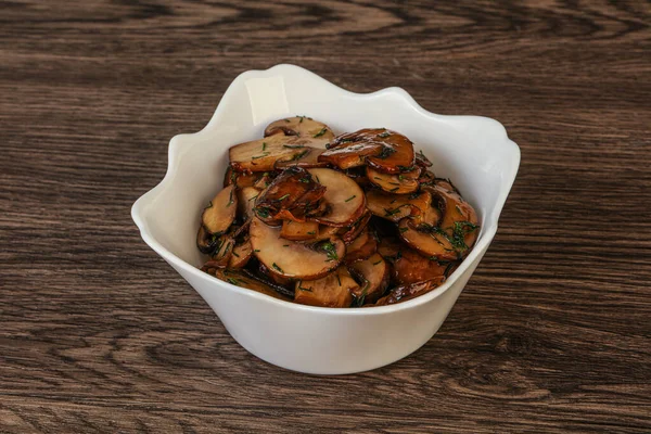 Roasted Champignon Herbs Spices Bowl — Stock Photo, Image