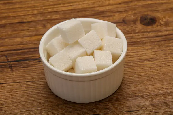 Refined White Granulated Sugar Cubs Bowl — Stock Photo, Image