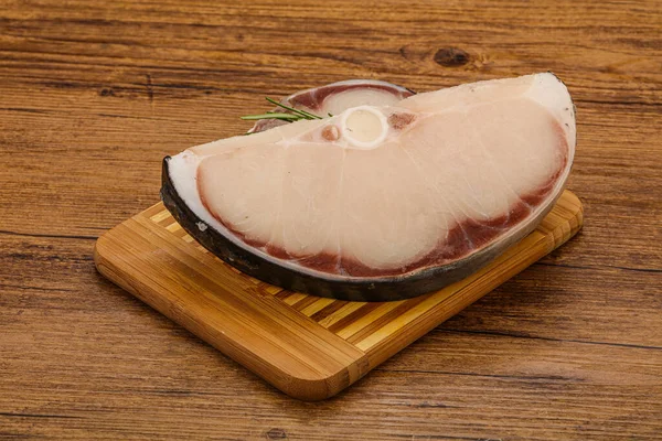 Raw Shark Steak Served Rosemary Cooking — Stock Photo, Image