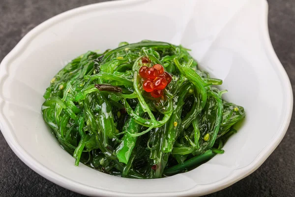 Asian Traditional Chukka Salad Bowl Served Red Caviar — Stock Photo, Image