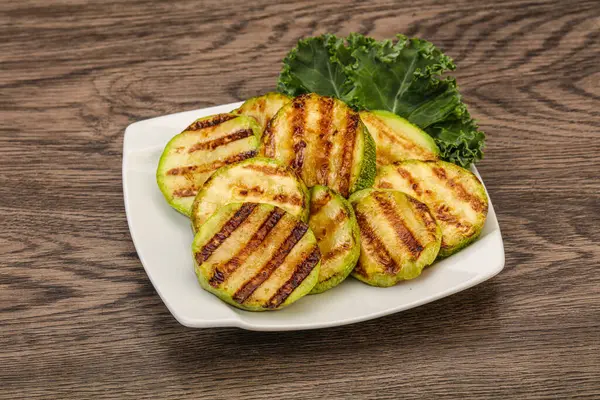 Cucina Vegana Fette Zucchine Giovani Alla Griglia — Foto Stock