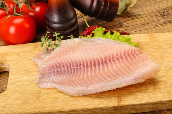 Fillet Ikan Tilapia Mentah Untuk Dimasak — Stok Foto