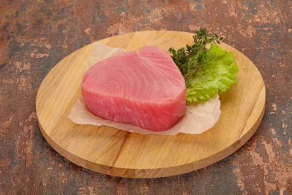 Bife Atum Cru Pronto Para Cozinhar — Fotografia de Stock