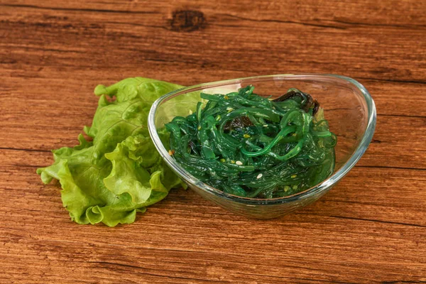 Green Chuka Seaweed Salad Isolated White Background Top View Англійською — стокове фото