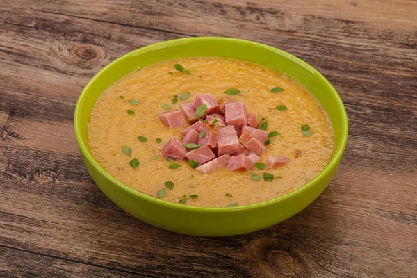 Sopa Crema Guisantes Con Costillas Cerdo Ahumadas — Foto de Stock