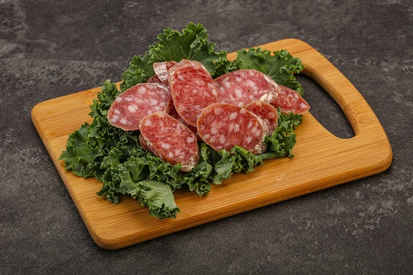 Iberian Famous Pork Fuet Sausage Slices — Stock Photo, Image