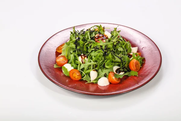 Diätsalat Mit Mozzarella Tomate Und Rucola — Stockfoto