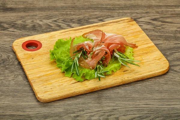 Sliced Pork Jamon Meat Rosemary — Stock Photo, Image