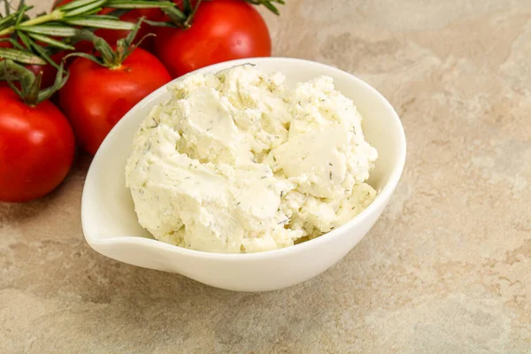 Soft Cream Cheese Herbs Bowl — Stock Photo, Image