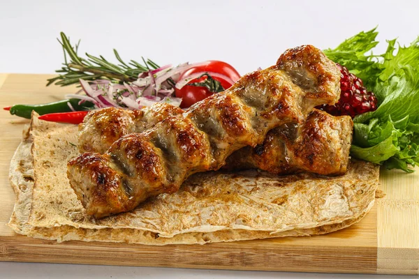 Carne Macinata Kebab Barbecue Alla Griglia Shashlik — Foto Stock