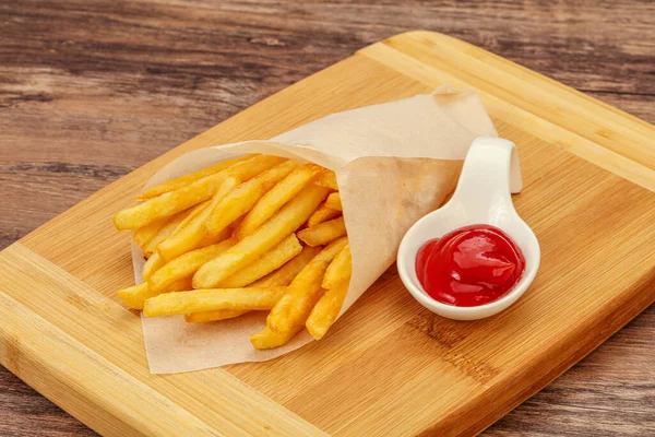 Franse Fry Aardappel Met Tomatensaus — Stockfoto