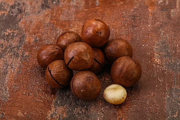 Bruin Close Macadamia Noot Hoop Achtergrond — Stockfoto
