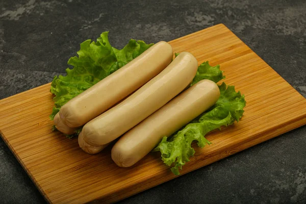 Salchicha Blanca Pollo Con Hojas Ensalada — Foto de Stock