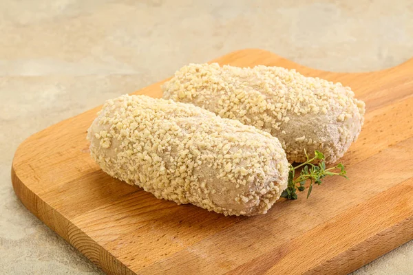 Costeleta Frango Pão Cru Para Assado — Fotografia de Stock