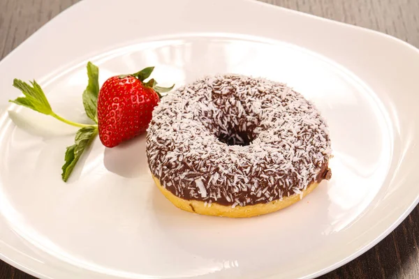 Doce Glaze Donut Cona Com Chocolate — Fotografia de Stock