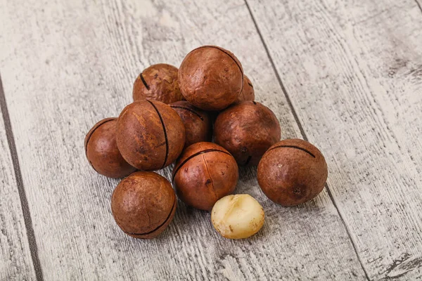 Brown Primo Piano Mucchio Noci Macadamia Sfondo — Foto Stock