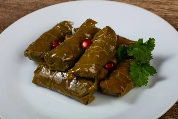 Kaukasische Traditionele Dolma Gehakt Vlees Druivenbladeren — Stockfoto