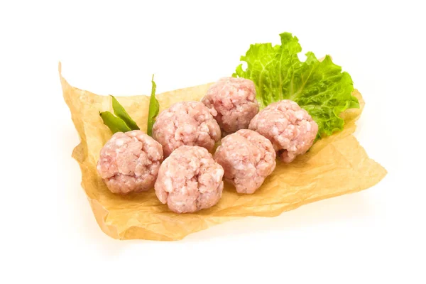 Homemade Raw Pork Minced Meatball Ready Cooking — Stock Photo, Image