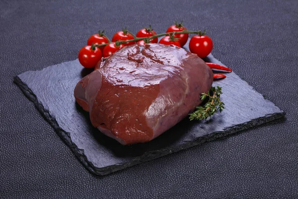 Foie Porc Cru Prêt Pour Cuisson — Photo