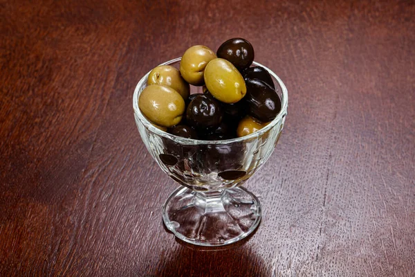 Snack Aceitunas Verdes Negras Bowl — Foto de Stock