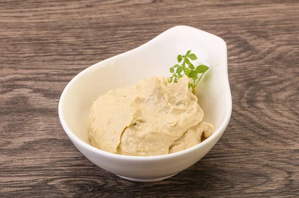 Comida Vegana Hummus Dip Con Aceite Oliva —  Fotos de Stock