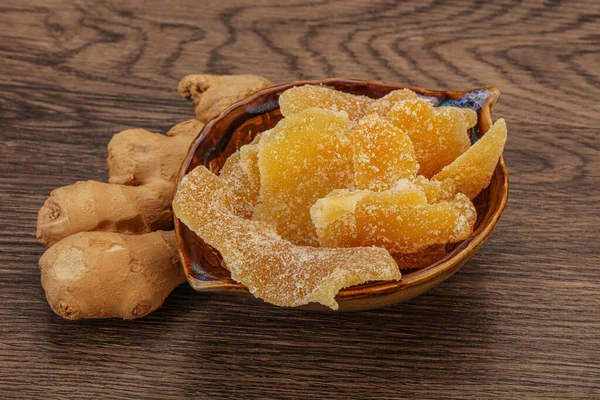 Trockener Süßer Ingwer Snack Der Schüssel — Stockfoto